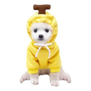 Comfortable Warm Dog Sweatshirt Coat with Banana Hood for Small Breeds