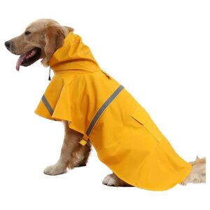 Comfortable Waterproof Dog Raincoat with Reflective Strip and Elastic Straps