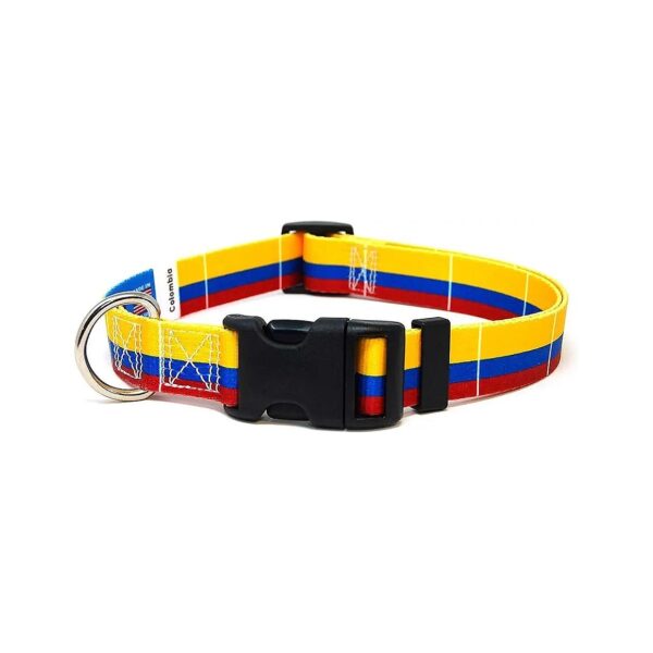 Comfortable and Adjustable Colombia Flag Polyester Martingale Collar for Medium Dogs