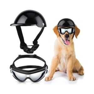 Comfortable and Adjustable Dog Goggles and Helmet Set for Medium to Large Pets