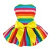 Comfortable and Adjustable Rainbow Striped Dog Dress for Small to Medium Size Dogs