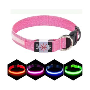 Comfortable and Durable LED Dog Collar with Buckle Closure for Small Medium Large Dogs