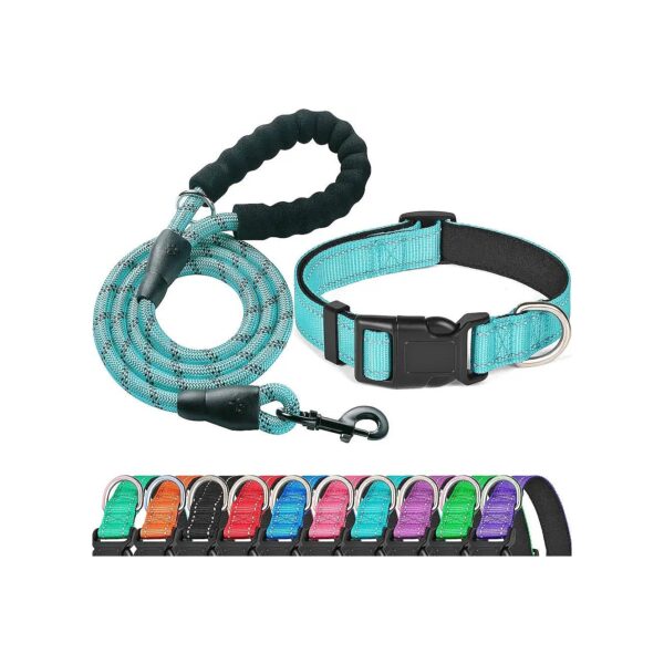 Comfortable and Durable Nylon Dog Collar with Neoprene Padding and Reflective Strips