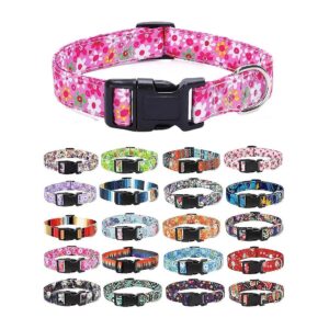 Comfortable and Durable Unisex Dog Collar with Bohemia Floral Pattern and Adjustable Size