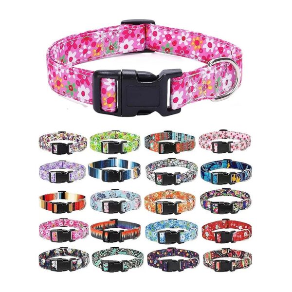 Comfortable and Durable Unisex Dog Collar with Bohemia Floral Pattern and Adjustable Size