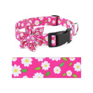 Comfortable and Fashionable Pink Flower Dog Collar for Small to Large Dogs