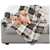 Comfortable and Protective Gray Plaid Pet Blanket for Dogs and Cats