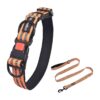 Comfortable and Reflective Orange Nylon Dog Collar with Matching Leash and Double D-Ring