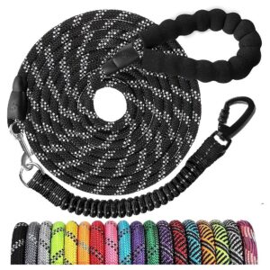 Comfortable and Safe Dog Leash with Reflective Threads and Bungee for Walking and Hiking