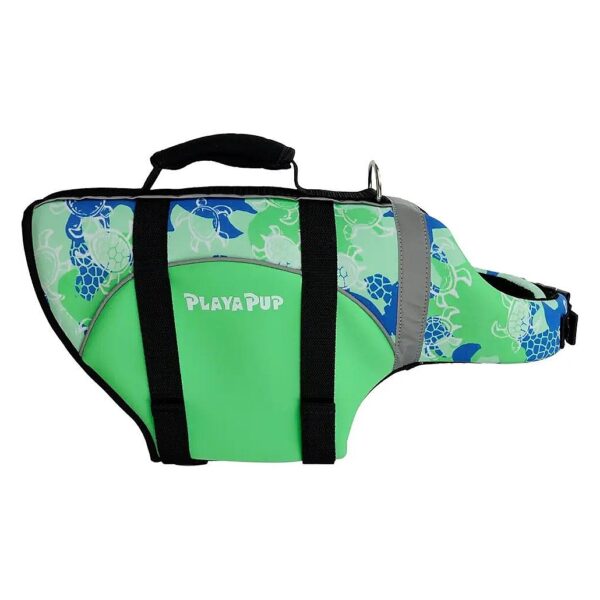 Comfortable and Safe Medium Dog Life Jacket with Emerald Turtle Design