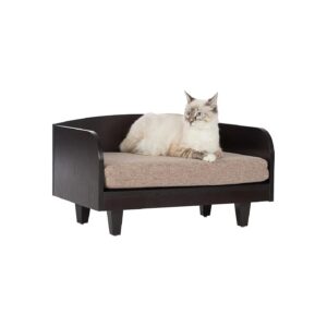 Comfortable and Supportive Small Pet Bed with Raised Wood Frame