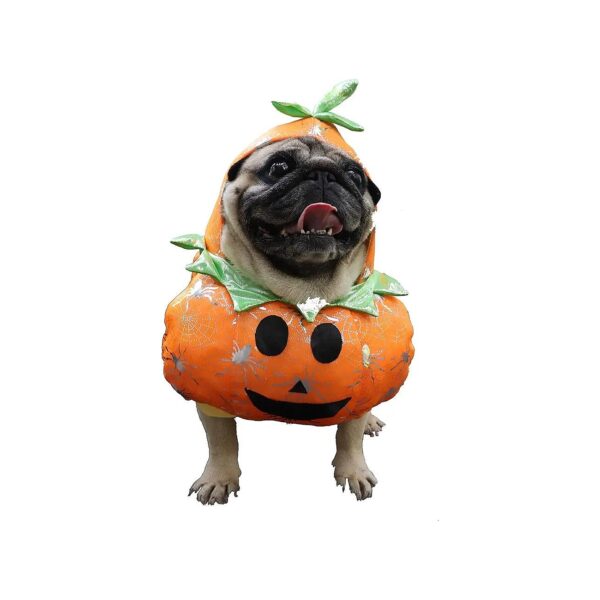 Comfortable and Warm Pumpkin Pet Cosplay Costume for Small Dogs with Adjusta