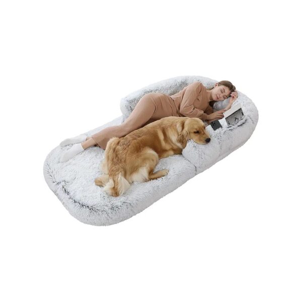 Comforting Grey Orthopedic Dog Bed for Humans and Large Dogs - 71" x 45" x 10