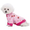 Comforting Winter Pink Strawberry Print Dog Hoodie XL for Small to Medium Dogs