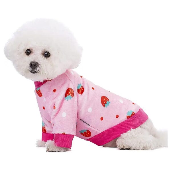 Comforting Winter Pink Strawberry Print Dog Hoodie XL for Small to Medium Dogs