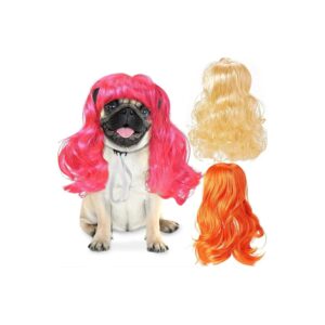 Comfy Pet Wigs for Cats and Dogs in Pink Orange Gold for Holiday Wear