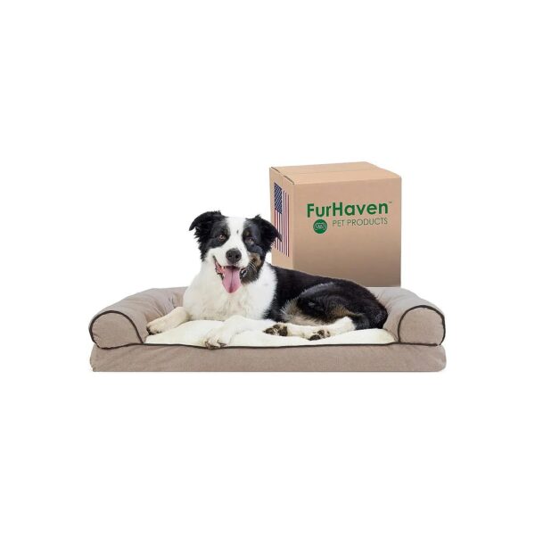 Comfy Pillow Dog Bed with Removable Sherpa Chenille Cover for Large Medium Dogs