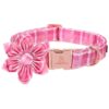 Comfy Pink Dog Collar with Flower Pattern for Large Breed Dogs Adjustable Size