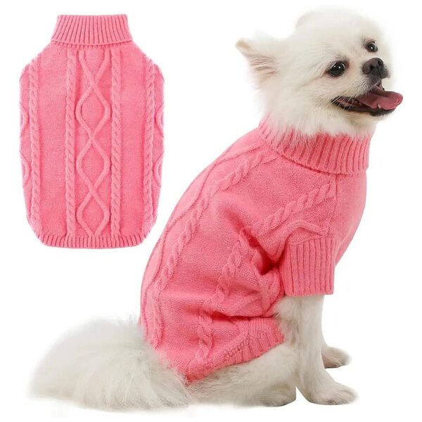 Comfy Pink Pullover Dog Sweater with Wrinkle Resistant Fabric for Small Medium Dogs