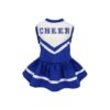 Compact Cheerleader Dog Dress, Royal Blue, White, Sporty and Soft