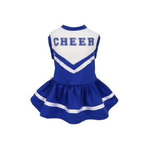 Compact Cheerleader Dog Dress, Royal Blue, White, Sporty and Soft