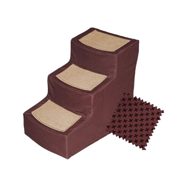 Compact Dog Stairs with Removable Cover and Strong Rubber Grippers