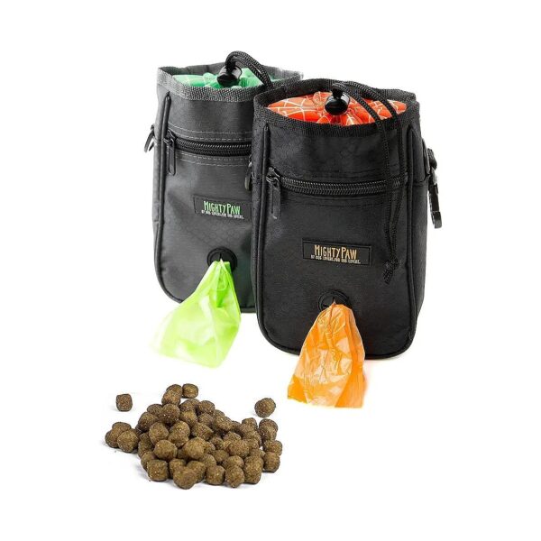 Compact Dog Training Treat Bag with Drawstring Pouch and Poop Bags Included