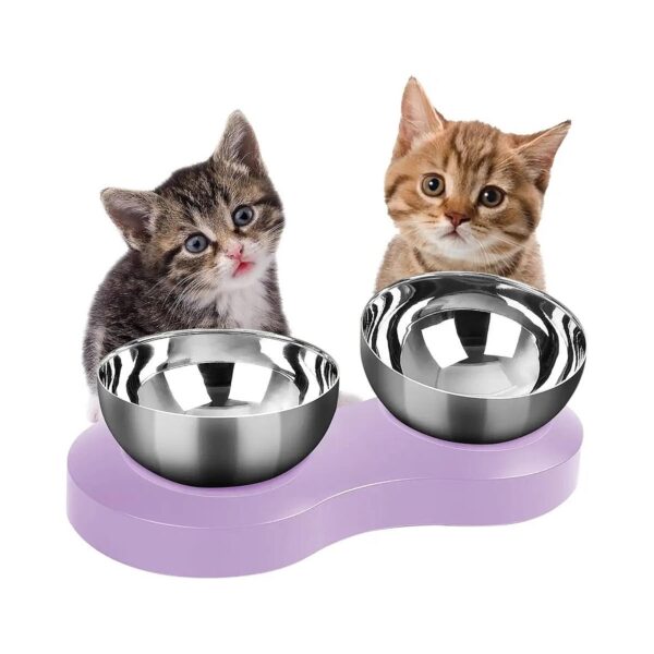 Compact Elevated Cat Food Bowl with Stand and Adjustable Tilt for Small Cats