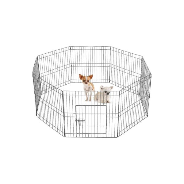 Compact Foldable Black Iron Metal Dog Exercise Pen for Small Animals