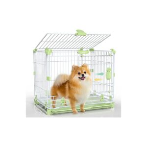 Compact Foldable Indoor Dog Crate with Divider Panel and Tray for Small Dogs