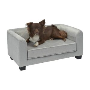 Compact Grey Pet Sofa Bed with 26" x 16" x 11" Size for Small Pets