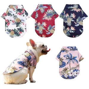 Compact Hawaiian Dog T-Shirts for Small Medium Large Dogs Cats Cotton Fabric Pet Clothing