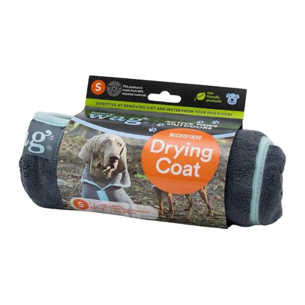 Compact Microfibre Dog Drying Coat 45cm for Small to Medium Breeds