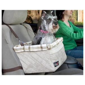 Compact Off White Pet Booster Seat with Adjustable Liner for Custom Fit