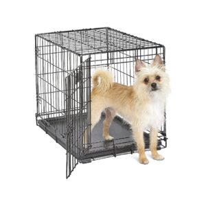 Compact Pet Crate with Leak-Proof Pan and Floor Protecting Feet for Small Dogs