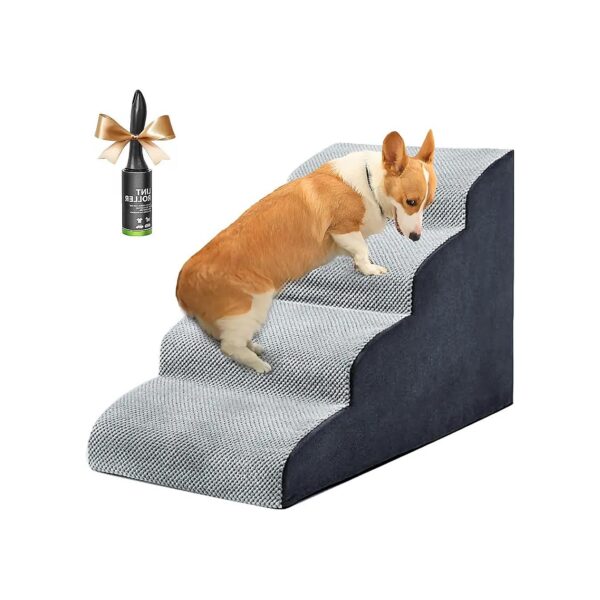 Compact Pet Stairs for Small Dogs with Rearranging Ramp for Car and Bed Use