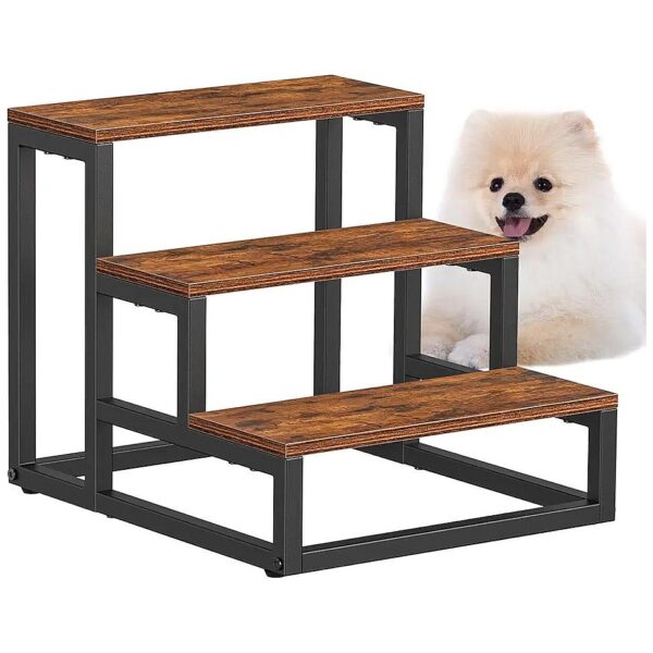 Compact Pet Stairs with Easy to Clean Felt Cloth and Sturdy Iron Frame for Small Dogs