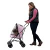 Compact Pet Stroller for Small Cats and Dogs Up to 15 Pounds with Pink Color