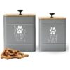 Compact and Airtight Grey Metal Dog Treat Container Set for Kitchen Storage