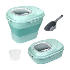 Compact and Collapsible 30 LB Pet Food Storage with Measuring Cup and Wheels