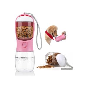 Compact and Functional Dog Water Bottle with Food Container for Walking and Hiking Trips