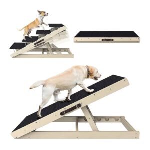 Compact and Portable Wooden Dog Ramp for Small and Large Dogs, Adjustable Height