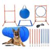 Complete Dog Agility Course with Tunnel Weave Poles Hurdle Jump Ring Carrying Bag