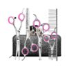 Complete Dog Grooming Kit with 4CR Titanium Coated Stainless Steel Scissors and Comb