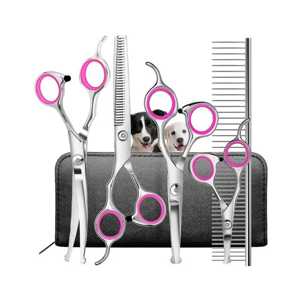 Complete Dog Grooming Kit with 4CR Titanium Coated Stainless Steel Scissors and Comb