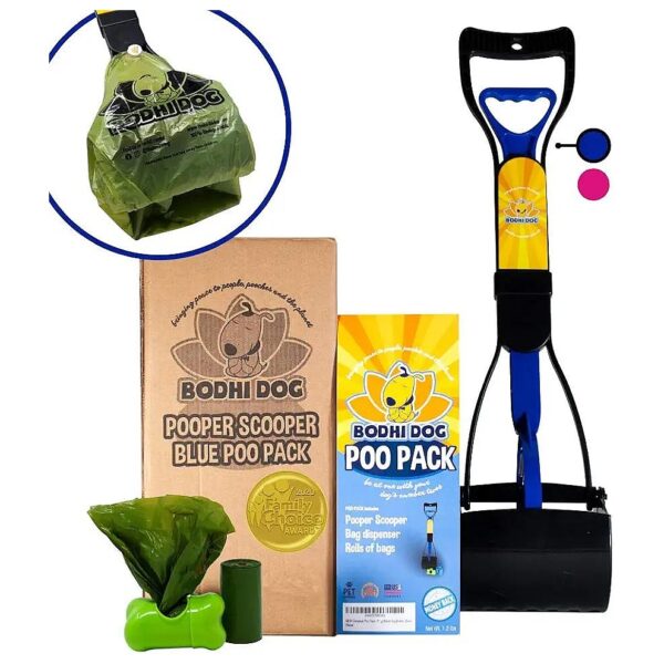 Complete Dog Poop Solution Kit with Long Handle Scooper and Disposable Bags