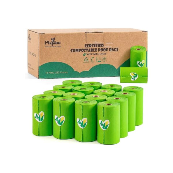 Compostable Poop Bags for Dogs - 240 Units of Biodegradable and Unfused Green Bags