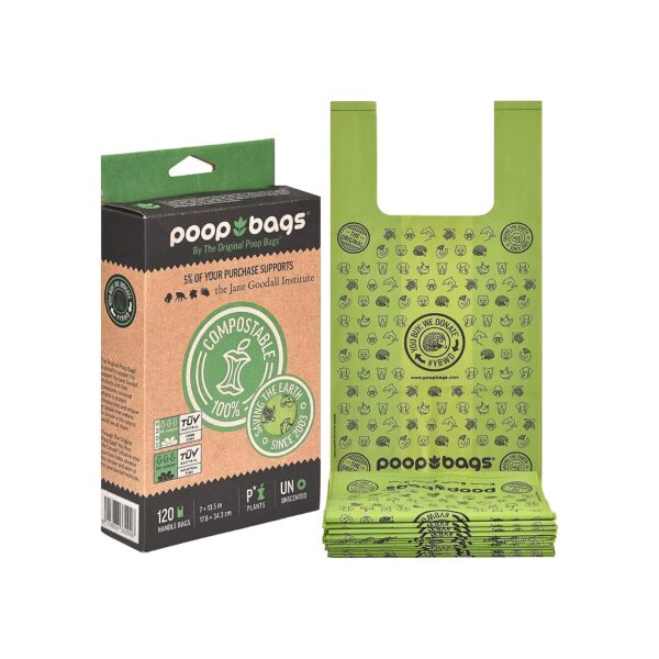 Compostable Poop Bags for Dogs - OK Compost Certified, Green, Unscented, 120 Count