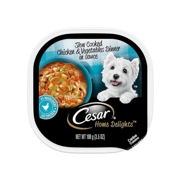 Convenient 5 oz Trays of Wet Chicken and Vegetable Dog Food