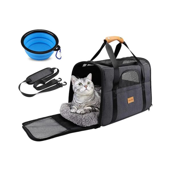 Convenient Pet Carrier Bag for Cats and Small Dogs with Detachable Mat